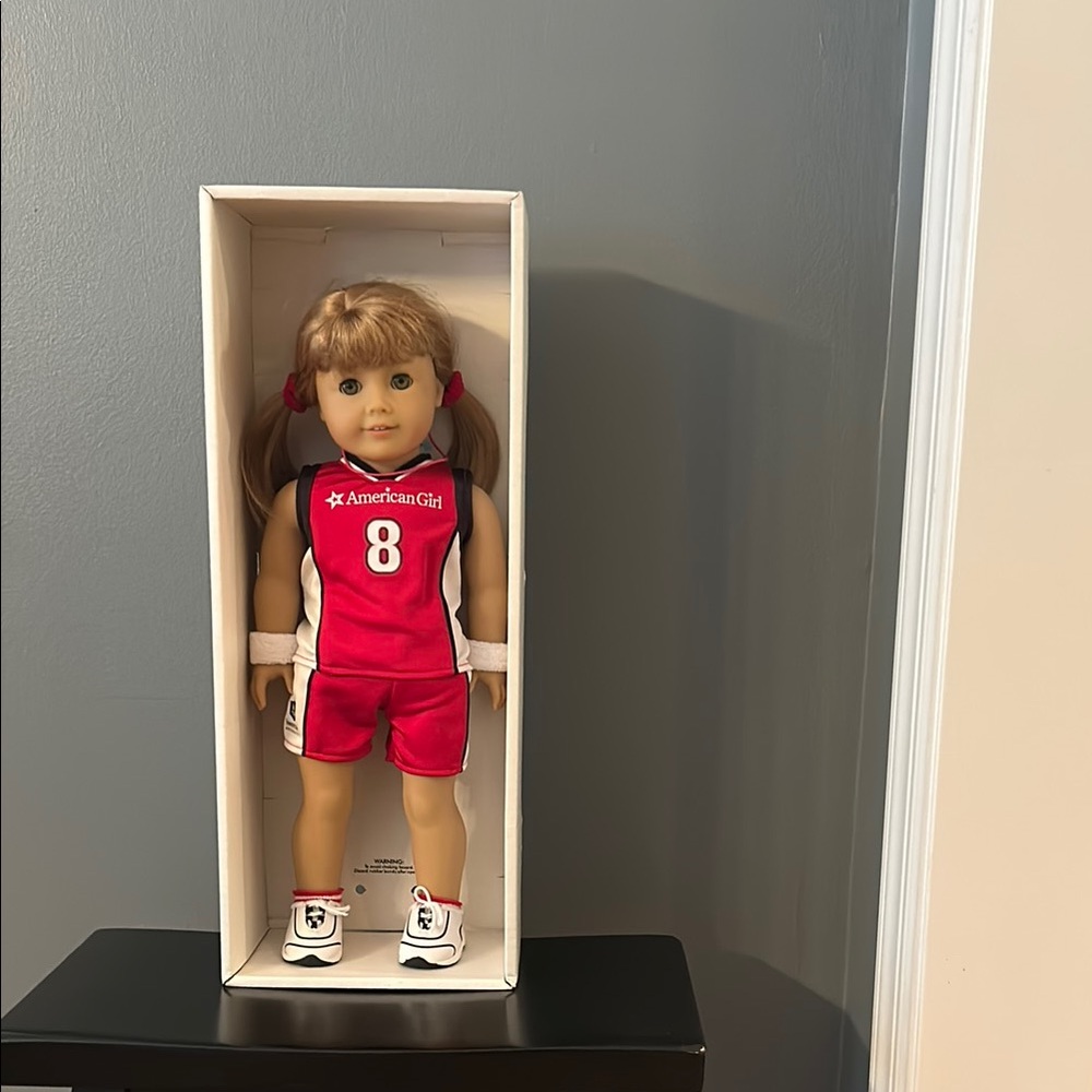 American Girl Doll in Red and White Sports Ensemble
